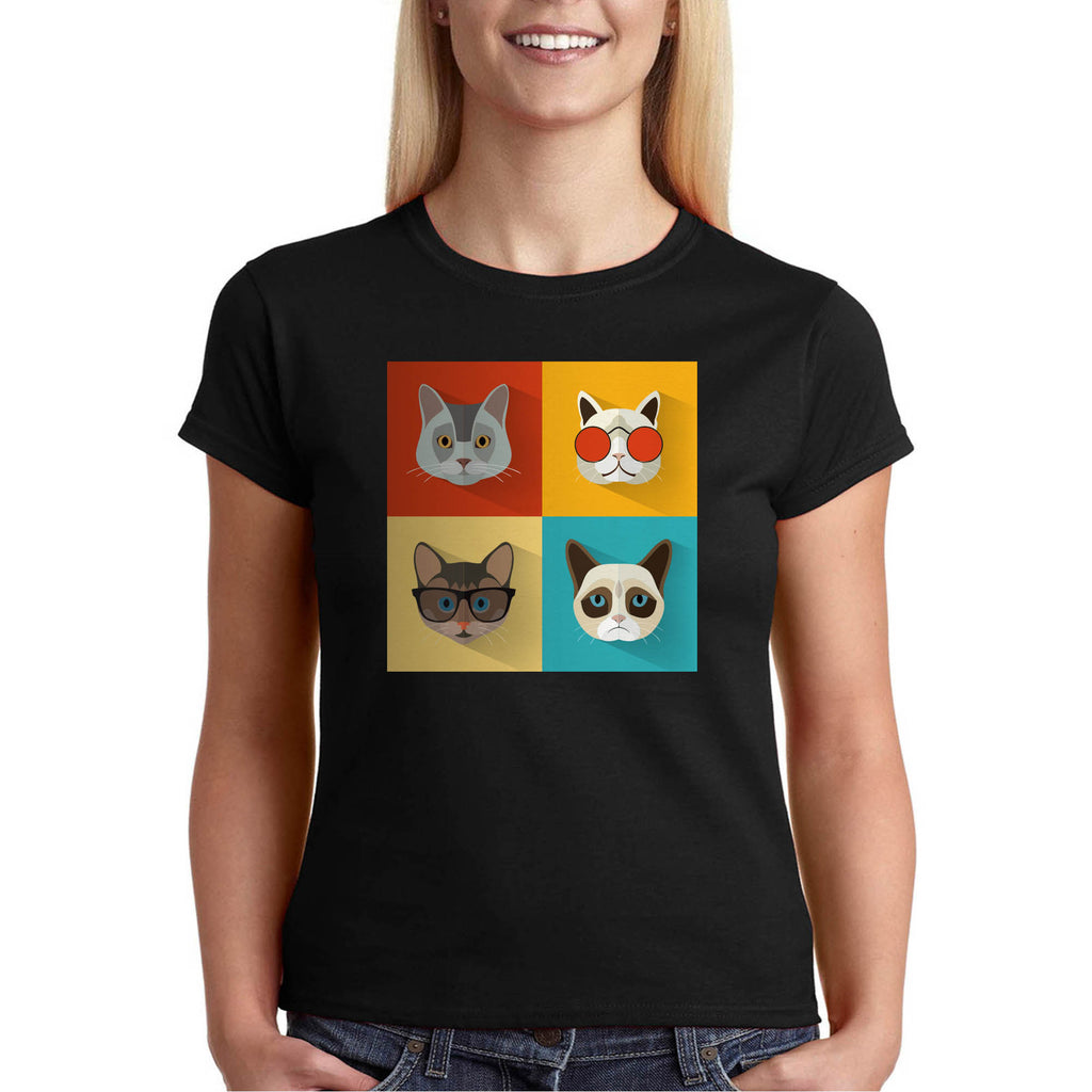 Pop art котаци, дамска тениска с котки
