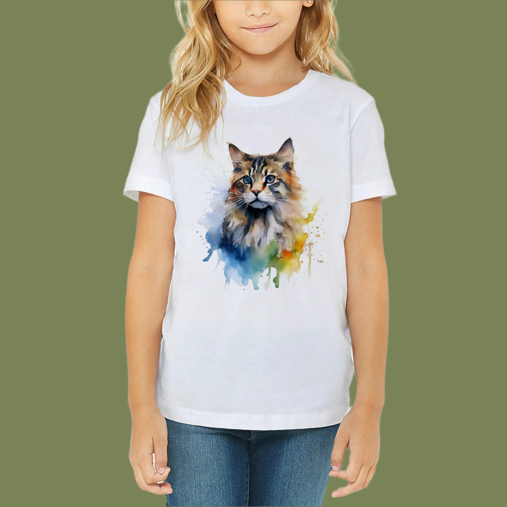 Детски тениски с красив дизайн - артистично коте
