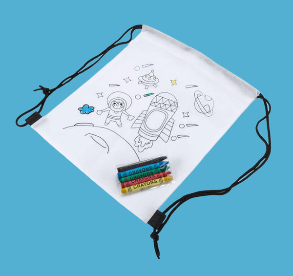 Детска раница с връзки за оцветяване Космос