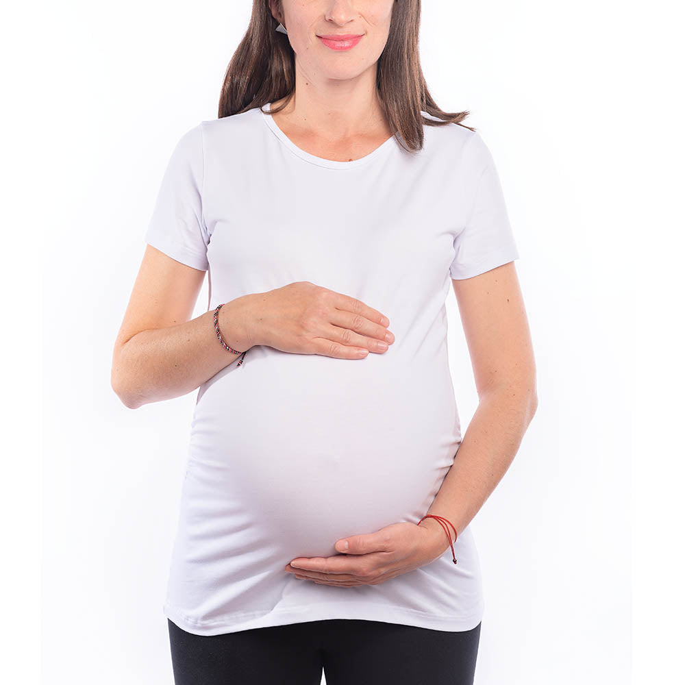 Бяла изчистена туника с набор и къс ръкав