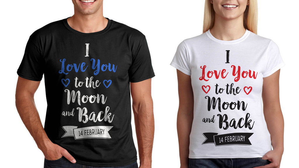 Тениски за Двойки Комплект "Love you to the moon and back" - Printo.bg