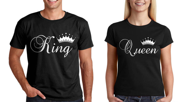 Подарък за Влюбени Двойки или младоженци Тениски св Валентин "KING QUEEN"