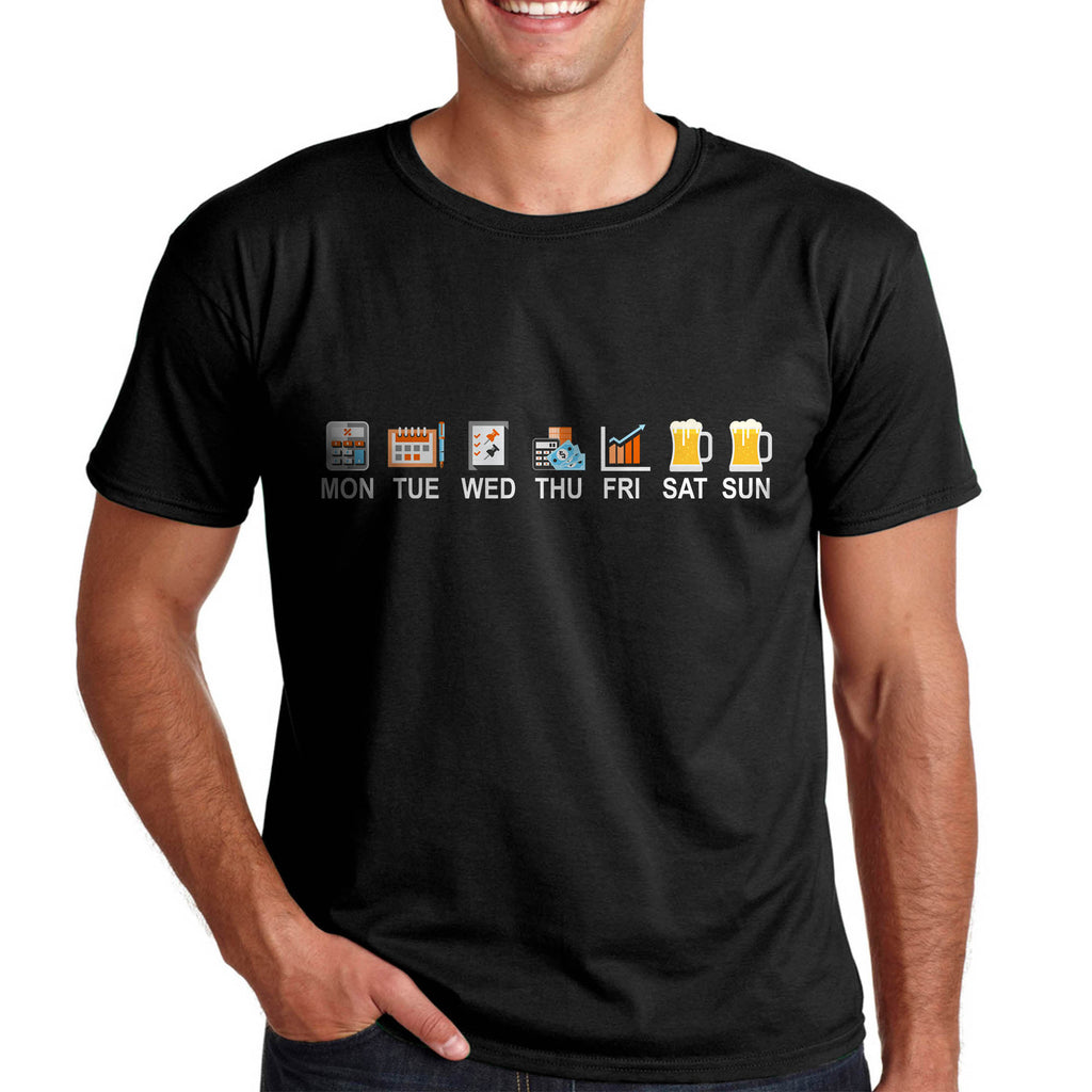 Подарък тениска за счетоводител - Седмицата по дни на един счетоводител - Тениски с професии
