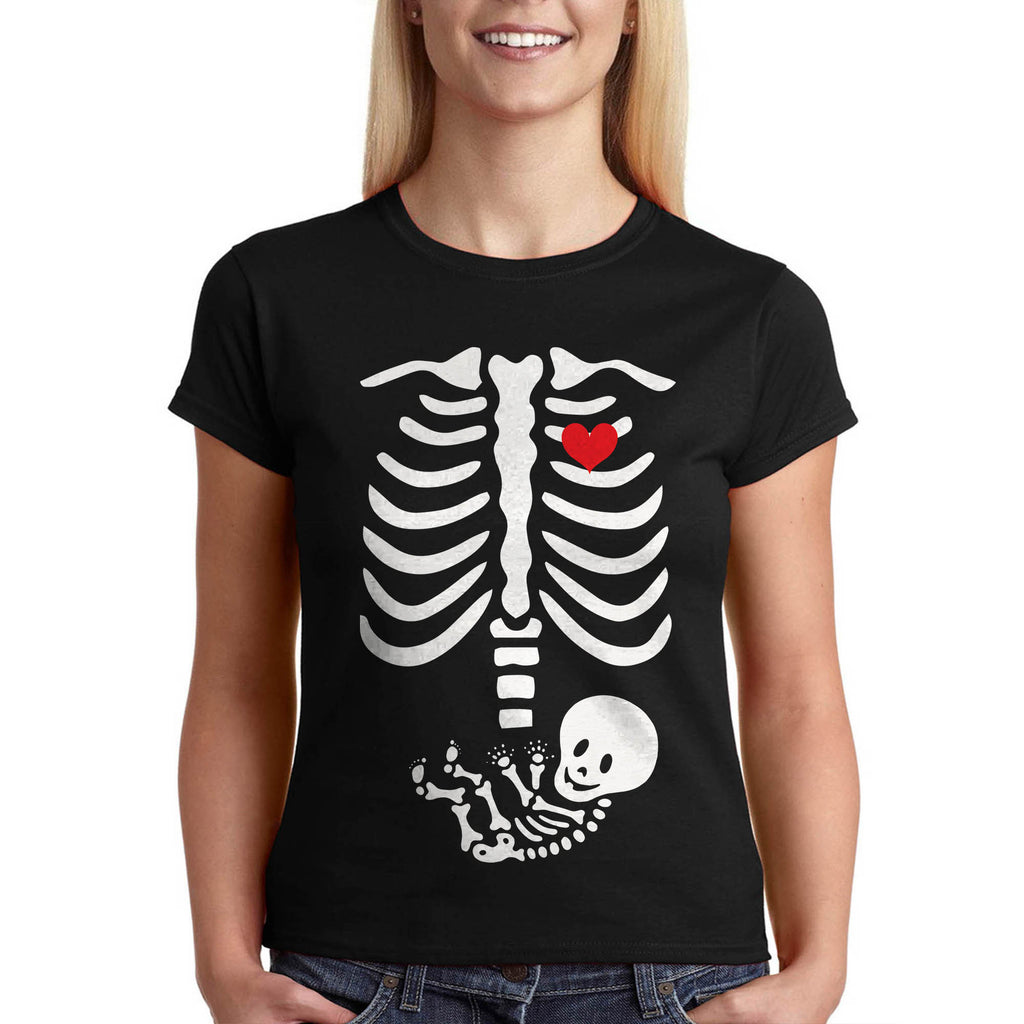 Тениска за Бременни от 100% Памук - "Скелет с бебе" - Printo.bg