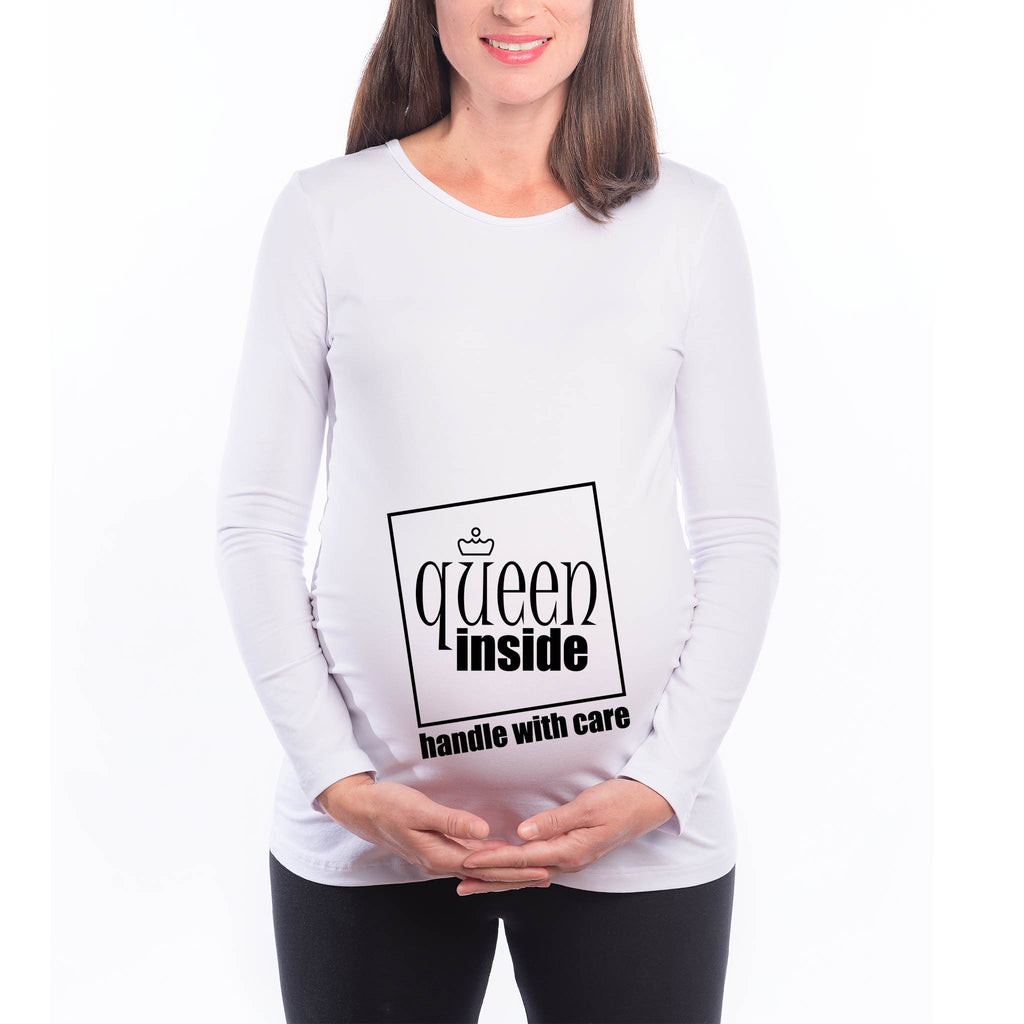 Дрехи за бременни - Туники със забавни картинки за бременност "QUEEN INSIDE"- Подарък