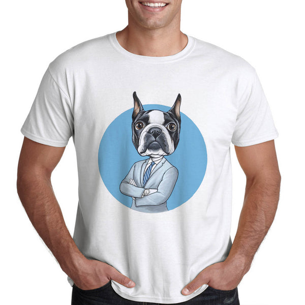 готина тениска за него мъжка бостън териер