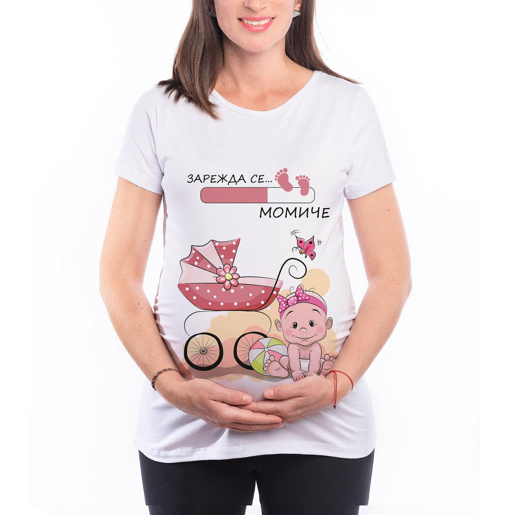 Тениска за Бременни "Mомиче с бебе" Блузи за Подарък - Дрехи за Бременни - Printo.bg