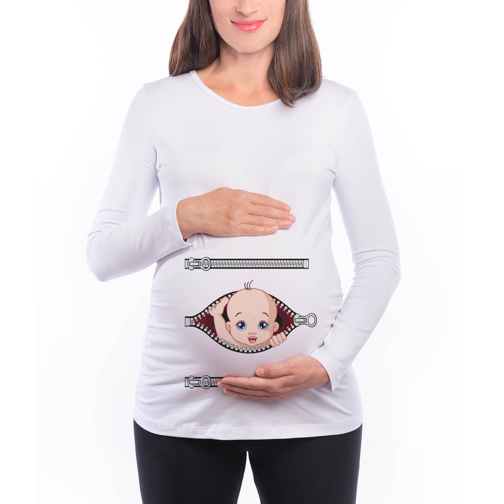 Тениска за Бременни Бебе се показва през цип Блуза за Бременни Подарък