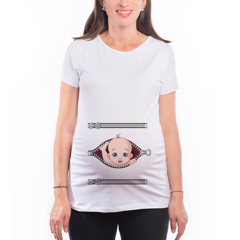 Тениска за Бременни Бебе се показва през цип Блуза за Бременни Подарък