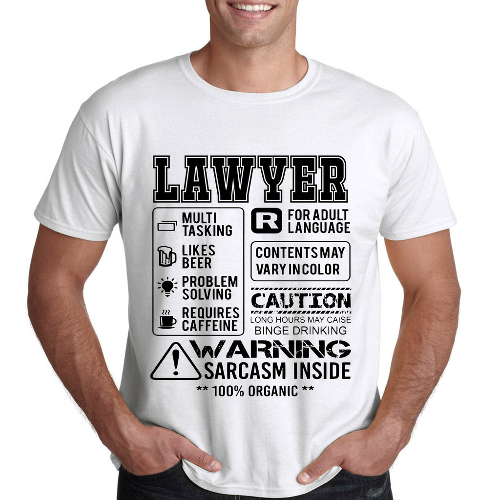 Внимание!!! Адвокат - съдържа сарказъм - забанвна тениска за адвокат - Printo.bg