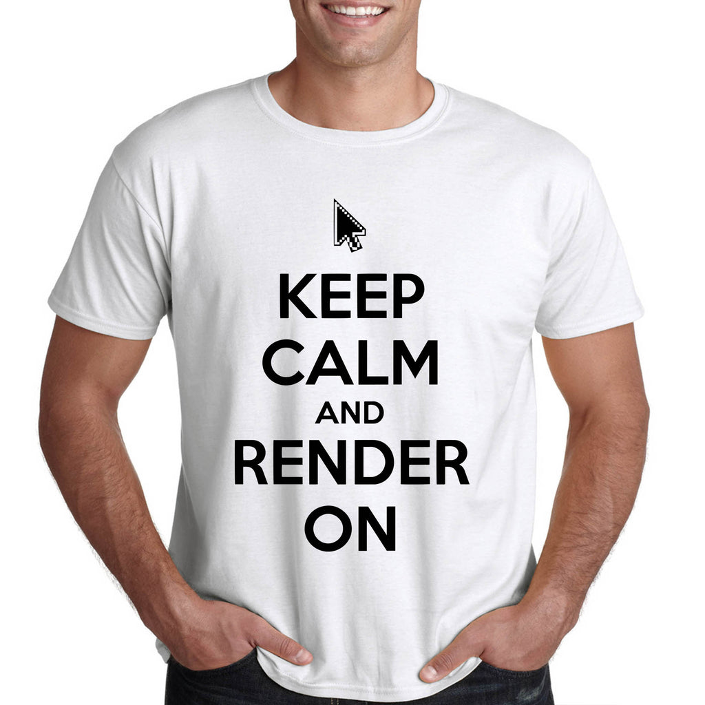 Keep Calm and Render On подарък тениска за архитект