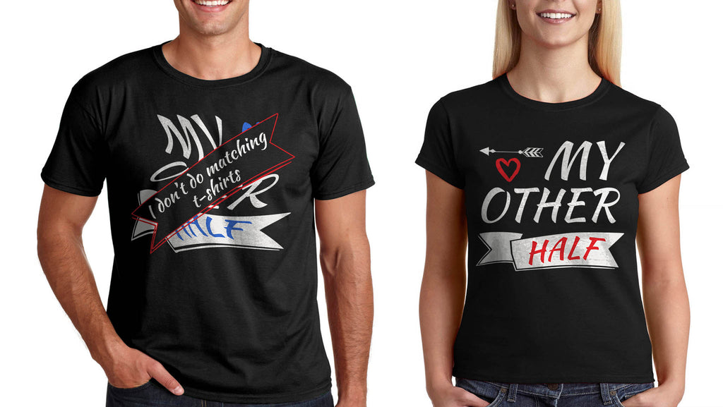 Тениски за Двама "My Other Half" Подарък за св Валентин Комплект за Двойки