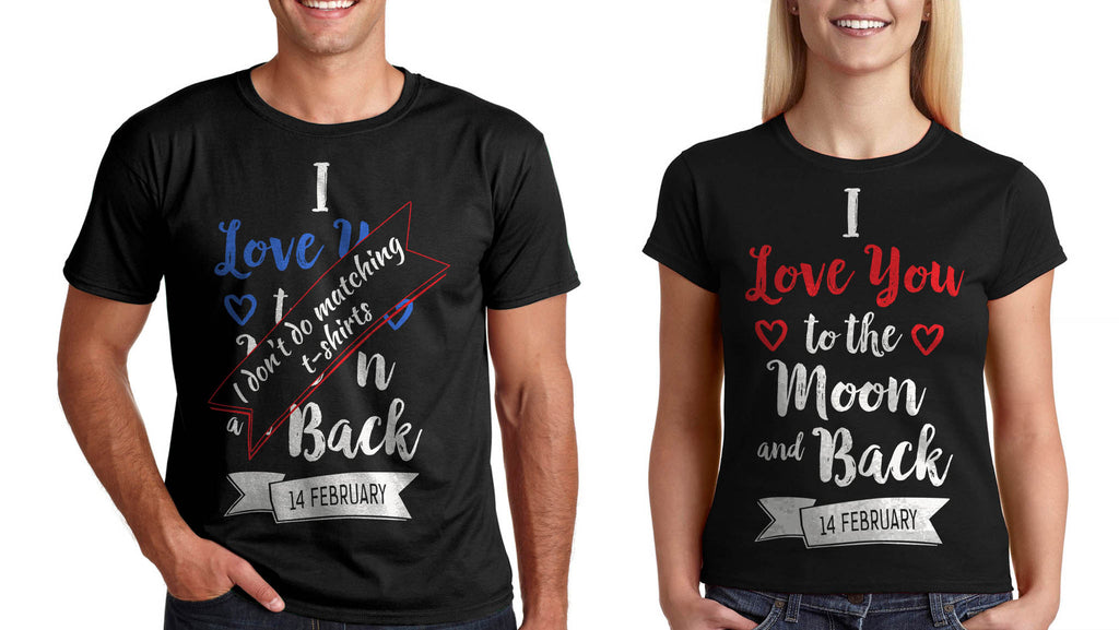 Тениски за Двама "Love You to the Moon and Back" Св Валентин Подарък