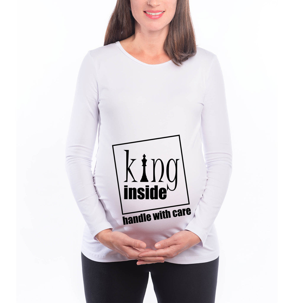 Тениска с щампа Блуза за Бременни "KING INSIDE" Подарък за бременна