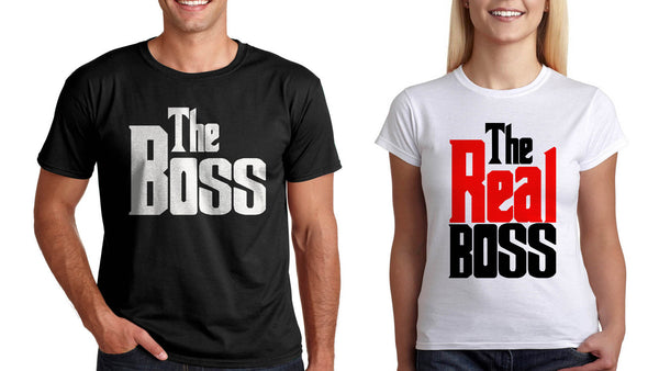 Тениски за Двaма Подарък за св Валентин Комплект "Boss and Real Boss"
