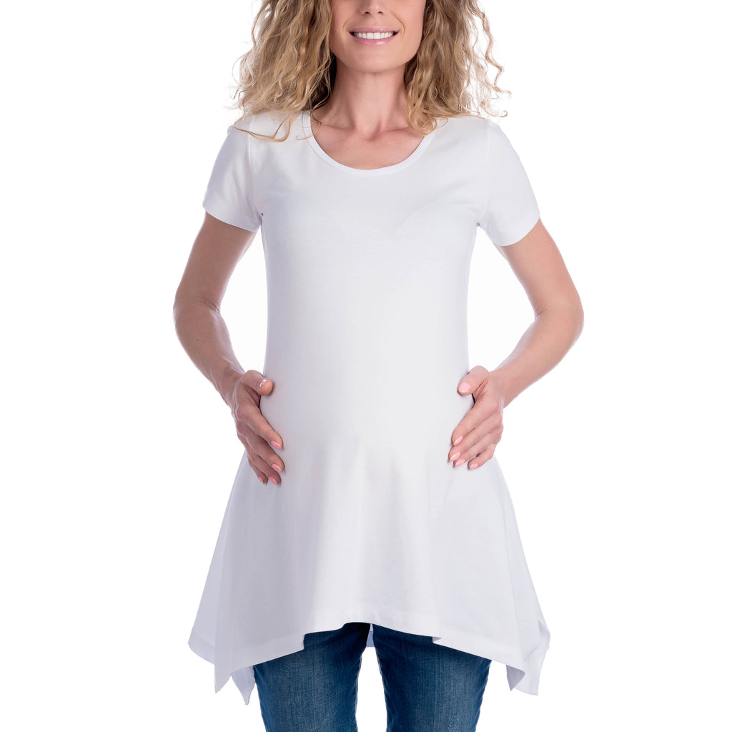 Бяла изчистена туника с модерна кройкa - Printo.bg