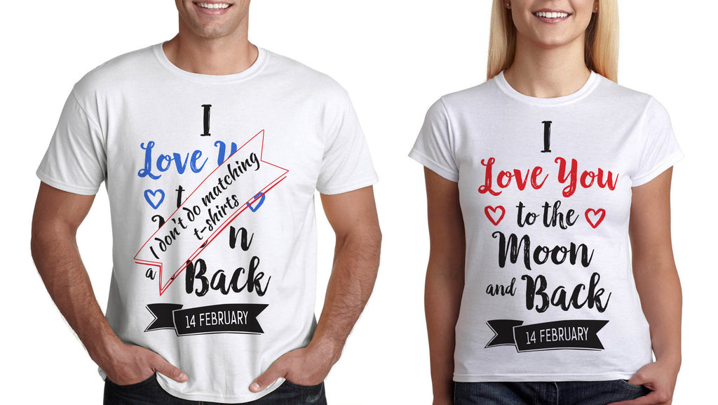 Тениски за Двама "Love You to the Moon and Back" Св Валентин Подарък - Printo.bg