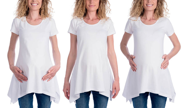 Бяла изчистена туника с модерна кройкa - Printo.bg