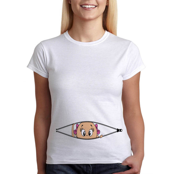 Туника или тениска за бременни "НАДНИЧАЩО БЕБЕ-МОМИЧЕ" Подарък за бременна