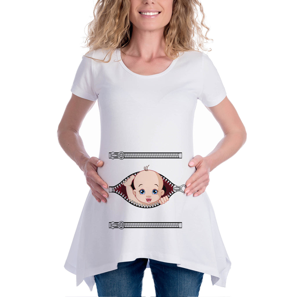 Тениска за Бременни Бебе се показва през цип Блуза за Бременни Подарък