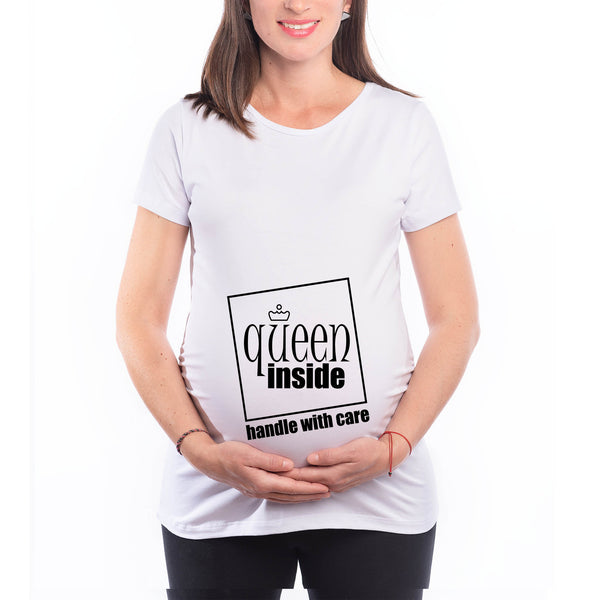 Дрехи за бременни - Туники със забавни картинки за бременност "QUEEN INSIDE"- Подарък