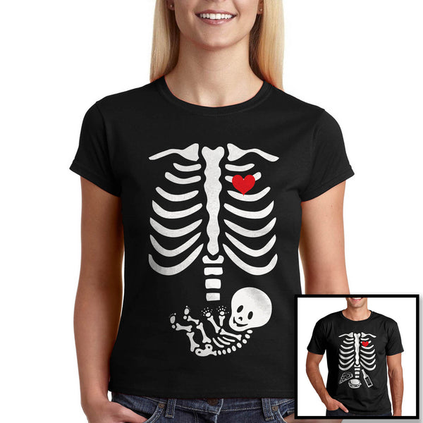 Тениска за Бременни от 100% Памук - "Скелет с бебе" - Printo.bg