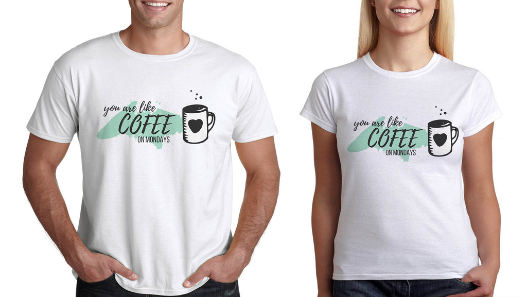 Подарък за Двойки Тениски св Валентин за Двама "Coffee" Комплект за младоженци - Printo.bg