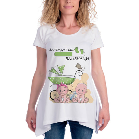 Туника за Бременни с близнаци "Зареждат се близнаци - момче и момиче"