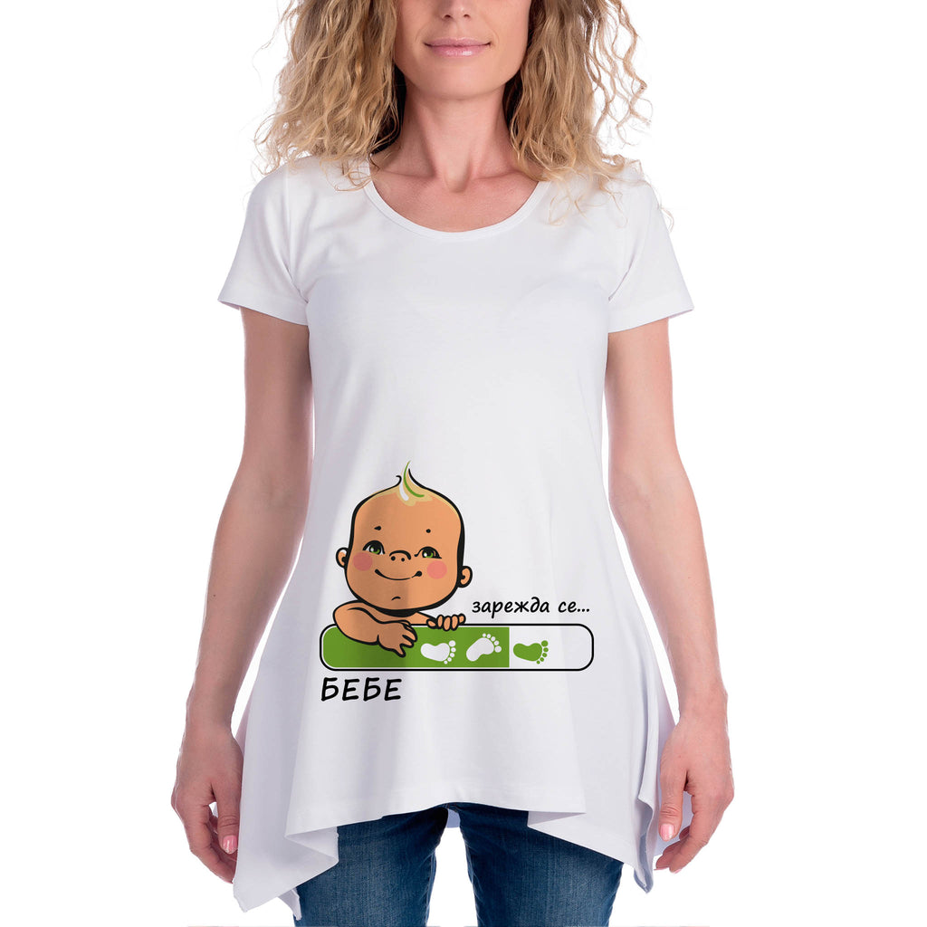 Тениска за Бременни от 100% Памук - "Зарежда се бебе"