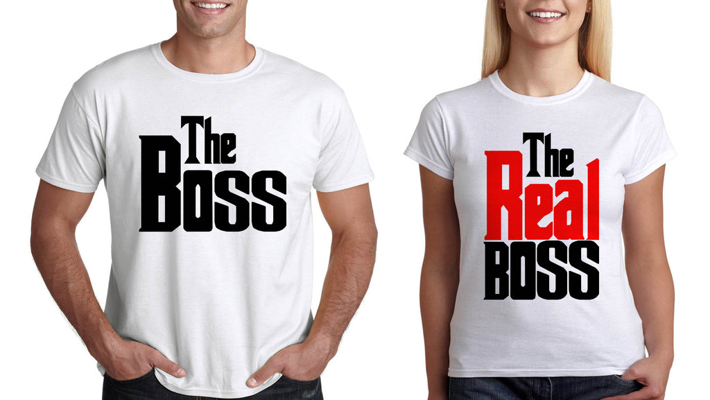 Тениски за Двaма Подарък за св Валентин Комплект "Boss and Real Boss" - Printo.bg
