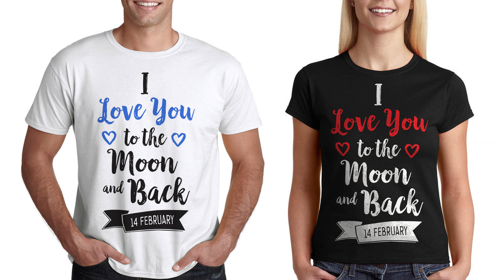 Тениски за Двойки Комплект "Love you to the moon and back" - Printo.bg