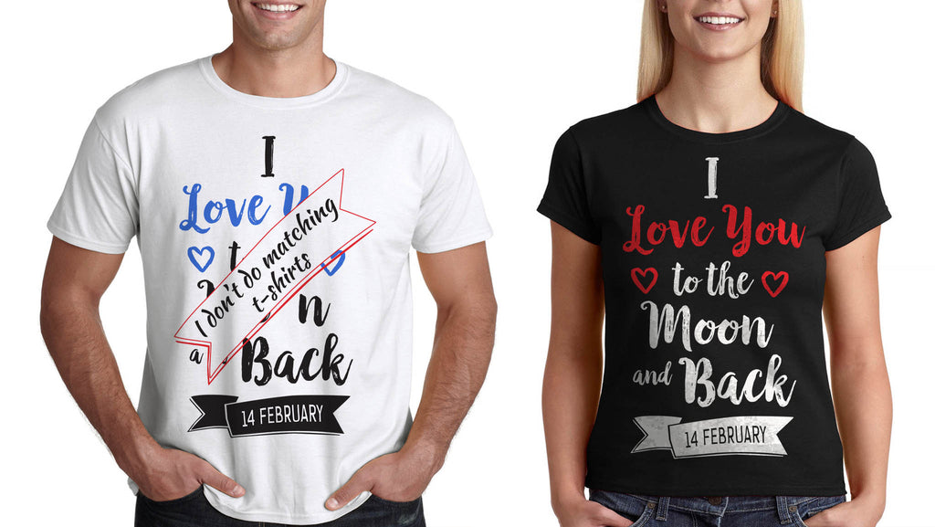 Тениски за Двама "Love You to the Moon and Back" Св Валентин Подарък