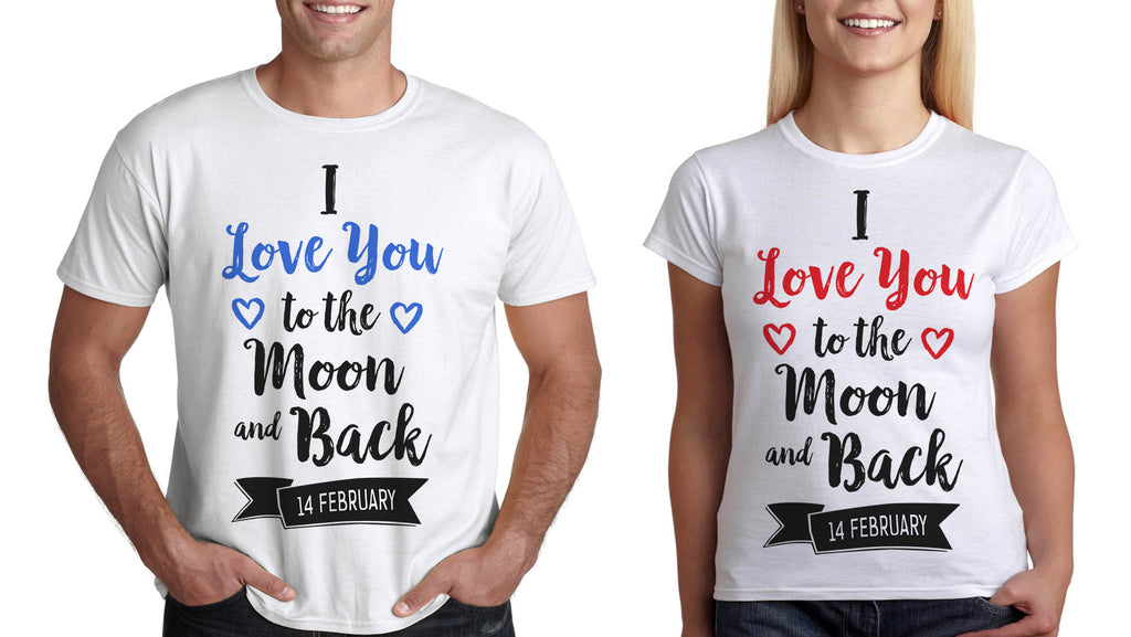 Тениски за Двойки Комплект "Love you to the moon and back" - Printo.bg