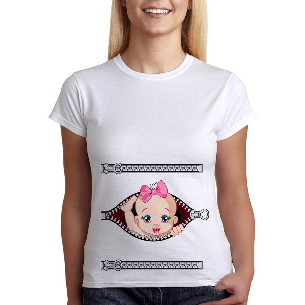 Блузи за Бременни "Бебе се показва през цип - момиче" 